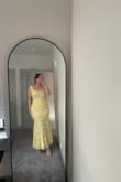 I bought this dress for a garden party attire wedding, and I absolutely love it! It fit perfectly, and the dress is so comfortable. It has a more stretchier fabric, and it's super light and flowy! So happy I went with the yellow! - Brooke F.
