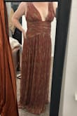 This dress is going to be perfect for a fall wedding later this year! I love the shimmer, and the fit feels so flattering. I have wide shoulders but a small bust, so I'll have the straps taken in to avoid gapping and flashing, but otherwise this dress is absolutely perfect! - Jacqueline L.
