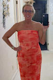I absolutely love this color and how this dress makes me feel! Fit is fabulous. Color is beautiful. It stays up in the chest area, it has give and stretch, and the kick pleat or slit in the back gives you plenty of room to be up the move and walk. The ruching is flattering, especially in the stomach area for areas you want and maybe conceal. I give this dress an A+! Using it to wear in my sister's rehearsal dinner and probably some special birthday events this upcoming summer! Very appropriate for all events! Must have for a wardrobe! - Carisa K.