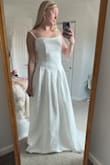 Tried this as a possible wedding dress. The fabric was pretty, but the fit just didn't work super well for me. - Claire B.
