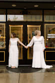 My wife wanted something that felt like her for our wedding day. This jumpsuit had the right amount of structure, but the floral detail made it very fun. The best part was the open back and beautiful train. It made her feel very bridal without having to wear a dress. - Courtney B.
