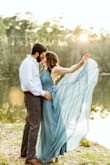 I bought this dress for my engagement pictures because I wanted something long and flowy and it did not disappoint! I ordered the small and medium, and the small worked best. I wore 3.5 inch heels and adjusted the straps quite a bit to avoid hemming the dress. The fabric and movement of this dress are perfection. Loved it for my pictures! - Jessica N.