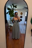 Bought this dress for a wedding. Absolutely beautiful. The drop waist is so flattering and the shape of the pleating is unique. I'm only 5' so I'll need to get it hemmed. The straps are a little long for me, but that's easy enough to fix. I want to live in this dress!! - Emily M.