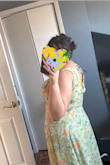 I love this dress!!! It exceeded my expectations, honestly, as I am on the shorter side (5'0), so length is usually a problem. This is a midi dress I plan to wear to a wedding on Easter Sunday. The color and design are adorable and perfect for spring. Word of warning for bigger chested girls, it will fit snug as there is no give around there, or really anywhere in the dress. Hugs my curves well, otherwise. I'm excited to wear this out! - Elif O.