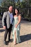 I'm a size 10. XL fit great! I do have a larger chest, so the girls were a bit tight and out, but still looked great. It's super flowy, and I didn't want anything tight on my stomach. I got a lot of compliments. The green is a perfect color for a spring wedding - Karen C.