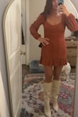 Material has the right amount of stretch. Dress is heavy, would be great for fall! - Leslie C.