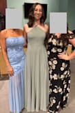 Bought this dress for a spring wedding as a guest. It fit well. I did get it hemmed because it was long. Adhesive bra worked well underneath it. Very comfortable and I got a lot of compliments. - Krista B.