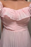 I bought this dress to wear as a bridesmaid. Very disappointed!! 
The front of the dress was sewn together unevenly. The waistline is lopsided. The bunching looks weird and cheaply made. This dress is unwearable. - Trang N.
