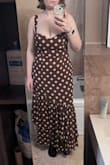 Usually wear a US size 8-10 and L fits perfectly. I have a large bust (34I) and I can wear this dress braless with my Cakes thanks to the corset style laces, although I wish the straps could be adjusted to be bit shorter. Will be pairing it with a pair of tall brown leather boots and a cream scarf/shawl for two rural spring weddings. - Constance A.