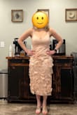 Purchased this dress for a vow renewal and was very underwhelmed. I'm pretty pale and hoped this color would be ok. However, it was too light for my skin and a bit see-through on the top. I was wearing nipple covers, and you could see the cover through the material - Leah T.