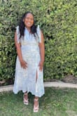 This was the cutest dress. It fit perfectly. It was really light too, which was nice in the heat. The only thing is that the slit is a little high for me when sitting. Beautiful though - Cheyanne M.