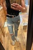 I was looking for a classic black belt that I could dress up or down, and I found it! Fits well and seems to be of decent quality. I like the shiny gold buckle. - Erin P.
