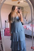 This dress is exactly what I wanted for prom, so perfect and flattering. The color is perfect, and the style is so flattering and comfortable. It hides my stomach well which I love and is the perfect length, especially for being a taller girl. - Kylie G.