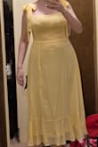 Fit great, the color is a bit more orange in person, but still pretty. The fabric is a little thin so you will need a slip underneath. - Melody M.