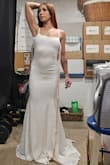 I am in love with this dress. Super skeptical about purchasing my wedding dress online, but I'm so happy I took the chance. True to size and absolutely beautiful. Hugs all the right areas. It is not forgiving, so if you want that snatched look even more than this dress already gives you, get some sort of body shaper. I cannot wait to wear this on my wedding day. Pictures were taken when I first tried it on. - Mila D.