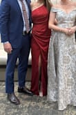 I ordered a size small but needed some alterations. I had the should strap brought in a bit which lifted the dress enough to avoid a hem. I also had it steamed. It is a beautiful dress but came very wrinkled. It worked out well for my fire and ice themed event. - Megan B.
