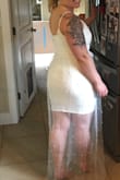 I ordered a medium and it fit perfectly. I thought it was going to be long but with heels it will work out perfectly. The fabric is very soft and the lace has beautiful little pearls on them. Cant wait to wear this at my bridal shower. All it needs is a cute little belt! - Ashley F.