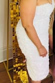 The dress is beautiful and elegant for any occasion. I wear a size large, but I ordered a size medium and it fit well. - Cynthia L.