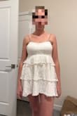 I ordered this for my bachelorette and was very disappointed with it. It looks completely different from the picture right here. It's way shorter and it cuts off right under the boob unlike the picture. I spent a lot of money hoping it would be cute and now I can't even return it. Highly recommend saving your money. - Hallie