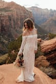 I was looking for something long sleeve and a little boho for my elopement photos in Zion and this was perfect! It was a little long for me and I tried to hem it myself but it was tricky with the lace, so I just let it get dirty and got some epic orange ombre. It fit like a glove! - Eleni P.