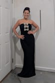 Beautiful!!!! This dress is classy, elegant, and just enough sexy. I ordered a med because of my 34DD, and it fits perfectly. However, it's too big in the waist, hips, and length, but I'm used to that. I'll have it altered, but this dress is perfect and definitely a keeper!!!! For reference, I'm 5'2.5" tall, 34DD, 27" waist, and 34"hips (not sure). I bought 2 dresses and ultimately went with the other one because I didn't have to do any alterations, and it was raining for the wedding. I'm keeping this dress because it's timeless!!!!! - Tracy W.