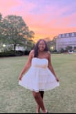 Little loose in breast area but overall fit is good, love the ruffles and very cute for graduation - Jordan S.