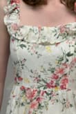 This dress is pretty cute overall. After trying it on, I decided the style wasn't formal enough for the event I'm going to, and the color doesn't look great on me. Also, the fabric has shiny embellishments, which is not what I expected, and personally, I think it looks kind of incongruous with the style of the dress. And it didn't come with a belt/bow like in the photo. - Katie W.