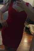 The cut of the dress is very flatting in the bust area and I like that it isn't an open back. Length is great for me. The only complaint would be that the material is a thinner material than I would have liked. But the red color is so pretty. I could probably wear some shapewear under this and would feel better. - Jacquelyn K.