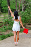 The fit was perfect and true to size. The only thing I don't LOVE about the dress is the bow on the back definitely does not tie well enough to sit like it does on the model. Other than that, it's perfect. - Amber H.