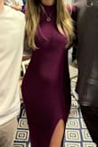 This dress was super soft and fit like a glove. I love a good sweater dress for those winter/fall parties. This dress checked all my boxes. I loved the high neck line and the leg slit the most it really accentuated my features. - Rebecca P.