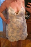 Not enough support for my mom pancake chest. Tried to add some lifting pasties, it was a no-go. The straps that tie in the back are what give it the "pull" to hold you up and I just couldn't get it tight enough. This was an immediate no for me, but unfortunately missed the return window. :-(
Even with a strapless bra, which I wouldn't be able to wear with it, you can see it does my body shape and chest no favors. - Susan B.