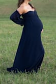 Picked this dress for my maternity shoot and it was perfection. Plenty of room for the belly, love the romantic off-shoulder sleeves, and the pictures turned out beautiful. I'm normally a medium and that's what I got. My pregnancy boobs were a little snug but still fit and looked good. 10/10. And I can take pictures wearing it with my baby after he's born <3 - Ada T.