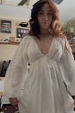 I'm pretty curvy so I ordered a medium. It was too big so I ordered a small and it fits a little bit better. It's very low cut. But the fabric is layered and thick enough in the chest and the rear end to where you have good coverage sometimes white fabric can be see-through. - Sydney S.