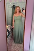 The fit is good, my girls would need a bra, and the straps of the dress are holding most of the weight. Personally felt it did not look good on me. - Kelly S.