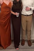 This dress is extremely flattering. It is not see through at all. It is very tight, so be aware of that! The color is beautiful, and I got a lot of compliments. - Grace A.