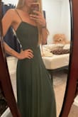 This dress hangs beautifully, moves beautifully, and is the most stunning colour. I didn't want to take it off. Other reviews said the material was a little sheer, but I didn't find that to be the case with the green. - Chloe Z.