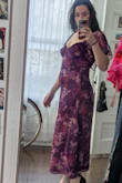 This dress is so lightweight and pretty. The purple feels so unique. I plan to keep the chest line in place with some tape but other than that the fit is great. - Mairead F.