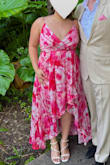 This dress is absolutely perfect for a garden formal dress code! I'm usually a L-XL, but ended up keeping the XL because it fit a bit better. It was a little loose in the boob area for me (I'm a 38C), but I just used fashion tape to keep it from moving. - Daniela B.