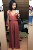 Love the dress. Fits perfectly in my waist. But since I'm only 5'3" it's still long with my almost 4 inches heels. Might shorten it a little. But I love the flow. At the breast area I need a sticky bra or something to cover up my nipples. - Nathalie T.