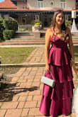 I absolutely loved this dress! I did need to get it hemmed, even wearing 4 heels (I'm 5'3), but it was definitely worth it. If you are bustier, the twins will show more, just FYI. I included pictures before and after getting it hemmed for reference (I was still wearing the same heels). The fabric and color looks absolutely gorgeous in sunlight. - Isabella P.