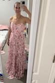 Love this gorgeous dress & the structure up top. Has an edging to help hold it in place up top & the structure built in also holds it up securely. The bottom of the dress is very flowy & elegant. Can't wait to wear it to my sister-in-law's wedding next month! - Hannah D.