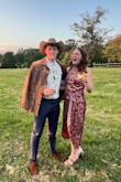 Wes Anderson themed wedding called for this dress. I'm usually a medium, but ordered a M and a L. Went with the Large, despite being a little loose. Medium was too tight. The overskirt can be worn as a cape, as my drunken friends found out and retied for me. - Jordan L.