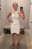 I love the neckline of this dress. It's very comfortable, very stretchy, and thick with quality material. The dress is very classy, and I feel it shapes to the curves of my body. - Candace V.
