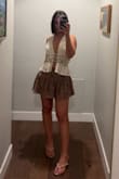 Have been searching for a skirt just like this, it is mini and flowy. I felt comfortable and secure all night, but a breeze could change that. So many compliments, can wear this in the fall with tights and boots. - Sarah C.