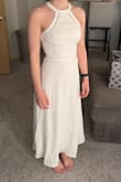 I ordered this dress for my bridal shower and it fits perfect perfectly. I am only 5'2, so most longer dresses are too long for me, but this dress was the perfect length. The tied back is adorable. Highly recommend! - Maya D.