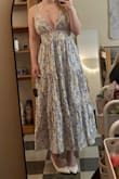 This dress is really pretty, and I love that it has pockets, but it fit kind of strange. I ordered a small, my usual size, and it felt big in the bust area (I'm a 34B), and the straps felt long, so I reordered an XS. The XS fit better in the bust area but was too tight below/around the ribs, so I'm going with the S. Would definitely recommend for those with bigger busts. It also came wrinkled, which is no problem, but keep in mind the attached photo is before ironing. Overall, a pretty dress, perfect for the baby shower I'm going to & spring weddings! - Kate G.