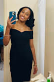 This black dress is incredibly flattering! The flared hem adds the perfect touch of elegance, while the open-shoulder detail with cuffed short arm sleeves gives it such a chic, elevated feel. I wasn't sure if it would at first when taking it out of the package, but it fits like a glove. I typically wear a medium with Lulus and went with the same size here. It enhances your shape in all the right ways! - Ireland J.