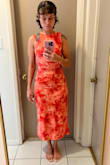 Originally grabbed this dress for a wedding, but kept it for a night out or my anniversary. Love the fit, it is snug but has stretch, which is nice! Love this dress. Looks way better in person. The colors are beautiful for summer, love the high neck and midi cut. Can dress up or down. Love that it's versatile and modest! Def recommend. - Krystall T.