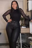These are by far my favorite pair of vegan leather pants. I bought them on sale, and I'm hoping they will go down again so I can buy another pair. I didn't follow wash instructions, so the leather is peeling. So, so follow wash instructions if you but so they can last longer. - Yeni G.