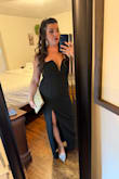 This dress was perfect. No alterations needed. Stayed up without hiking it up all night. Comfortable and easy to wear. Would recommend! - Elyse J.